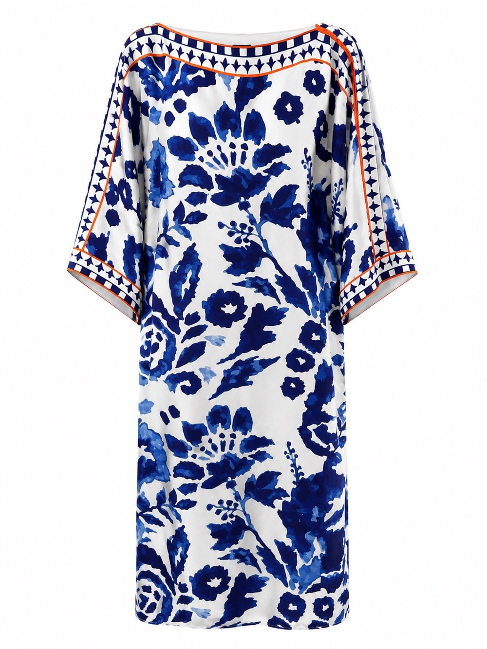 Lulusar Blue White Floral Print Dress / Caftan size XL